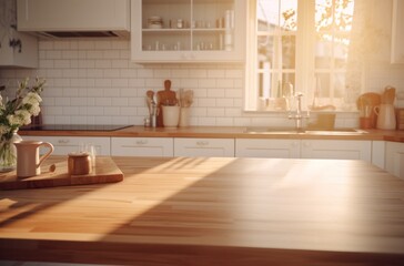 kitchen set with wooden countertop and coffee table