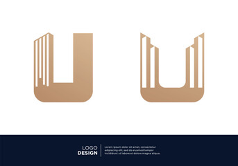 Collection of letter U real estate logo designs.