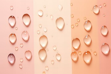 different texture serum droplets swatches on a peach fuzz color of the year 2024 background top view