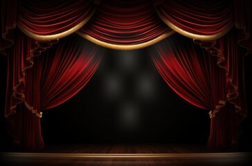 red theater stage with light and curtains