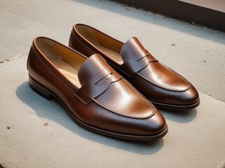 Classic Brown Leather Loafers Comfort and Style Combined. AI Generated.