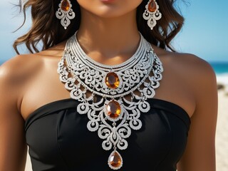 Exquisite Handmade Jewelry Adding Elegance to Your Outfit. AI Generated.