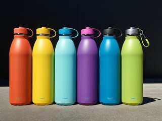 Sustainable Hydration Stylish Reusable Water Bottles for a Greener Lifestyle. AI Generated.