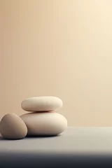 Keuken spatwand met foto Meditation and spa background with pebble stones on beige background  © orlio