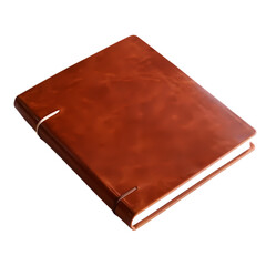 Brown leather notebook isolated on transparent background