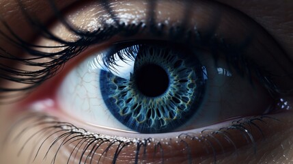 Fototapeta premium a close up of a person's eye with a blue eyeball in the center of the iris of the eye and the iris of the eye showing the iris.