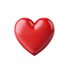 a 3D red heart, glossy with form, top view, in an isolated and transparent PNG in a Love/Valentine-themed, photorealistic illustration. Generative ai