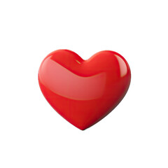 a 3D red heart, glossy with form, top view, in an isolated and transparent PNG in a Love/Valentine-themed, photorealistic illustration. Generative ai