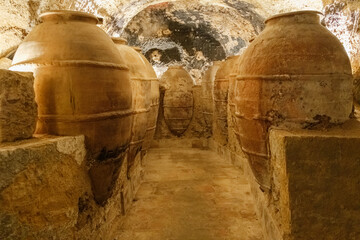 Old wineries of Arab origin, excavated in the subsoil of the city of Requena, Valencia.