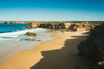 tranquil and serene ambiance of the Algarve's coastline is perfectly captured in this stunning...