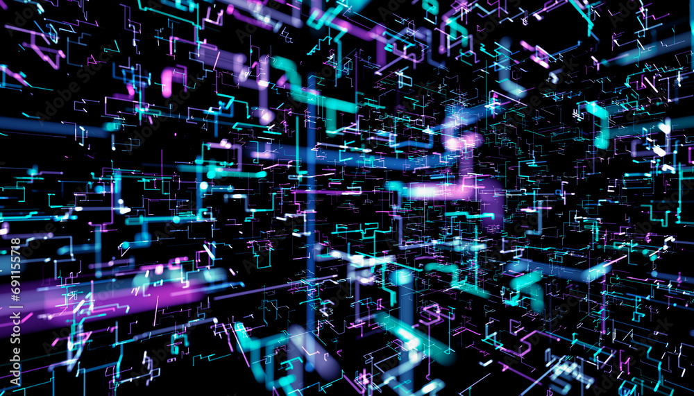 Sticker abstract technology background made of lines