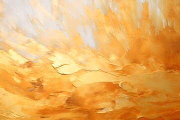 Painting using gold and white as the main colors. The color tones look warm. It conveys light and luxury or have symbolic meanings such as wealth, power or emotions such as joy, happiness, or hope.