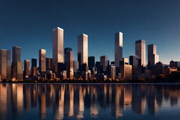 Fototapeta premium city skyline at sunset