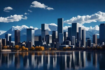 Fototapeta premium city skyline at sunset