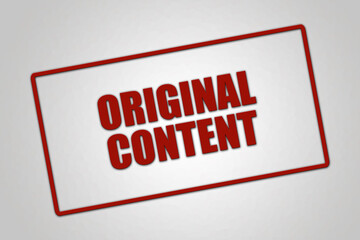 original content. A red stamp illustration isolated on light grey background.