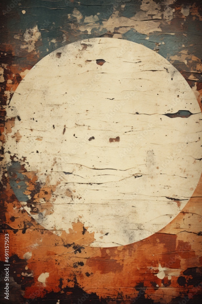 Poster a white circle painted on a wooden surface. suitable for various design projects