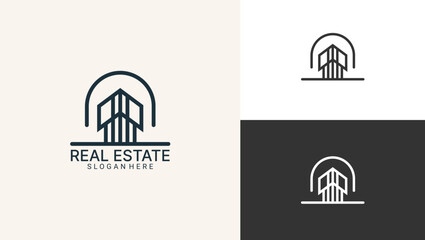 luxury real estate and property management logo design template for your company or business. Vector format for easy customization. Boost your brand with a professional logo.