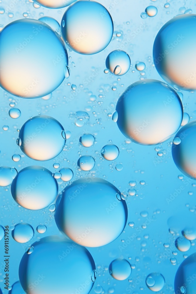 Aufkleber Bubbles floating on top of a blue surface. Suitable for various design projects