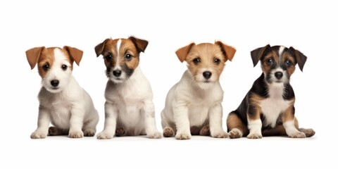 Dogs sitting together in a group. Suitable for pet-related websites or articles