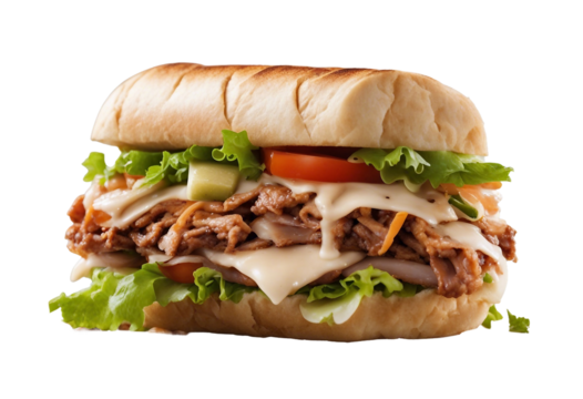 Shawarma sandwich isolated on transparent or white background