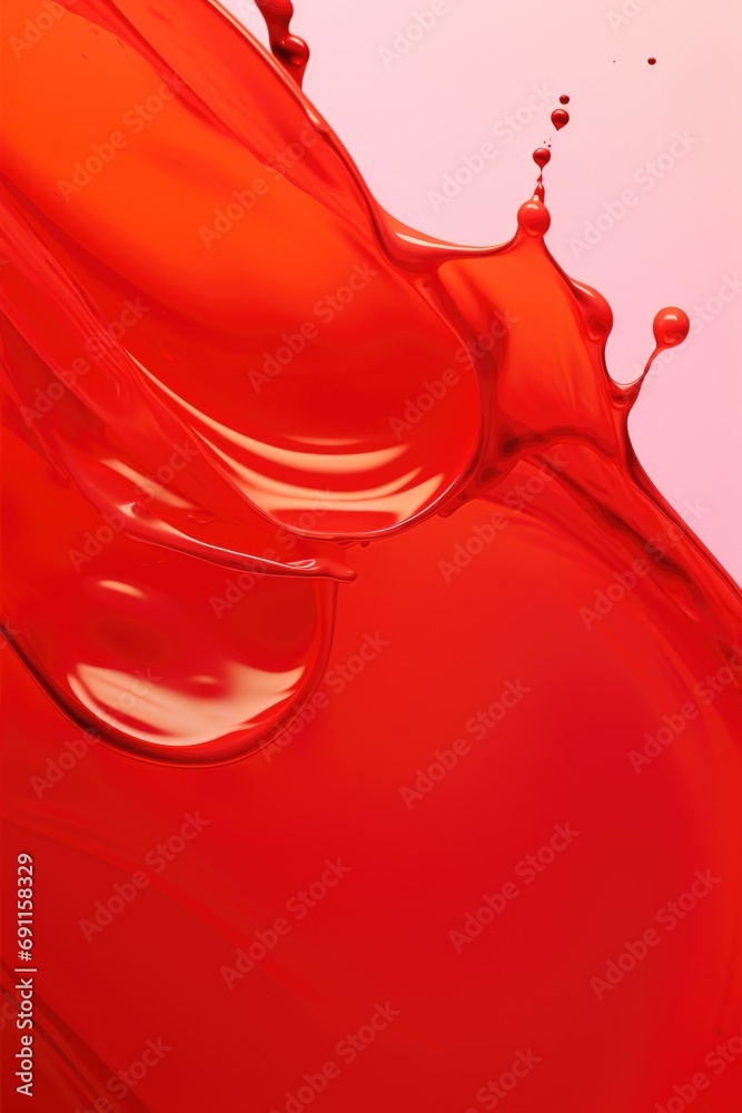 Poster a close up view of a red liquid droplet. this image can be used for various purposes