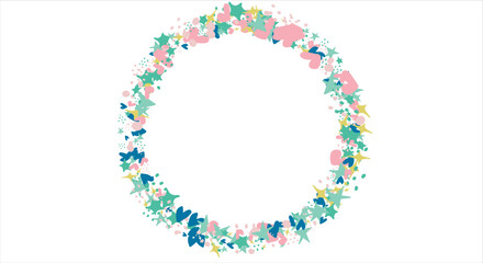 Abstract background with colorful balls in different sizes. Colorful random flying balls. Horizontal background. space for text. Vector illustration