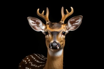Obraz premium A close-up view of a deer with antlers. Perfect for nature enthusiasts and wildlife lovers