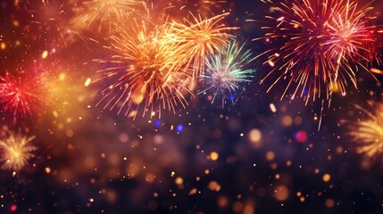 Fototapeta premium Colorful fireworks lighting up the night sky. Perfect for celebrations and festive occasions