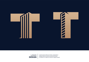 Building construction letter T logo designs collection.