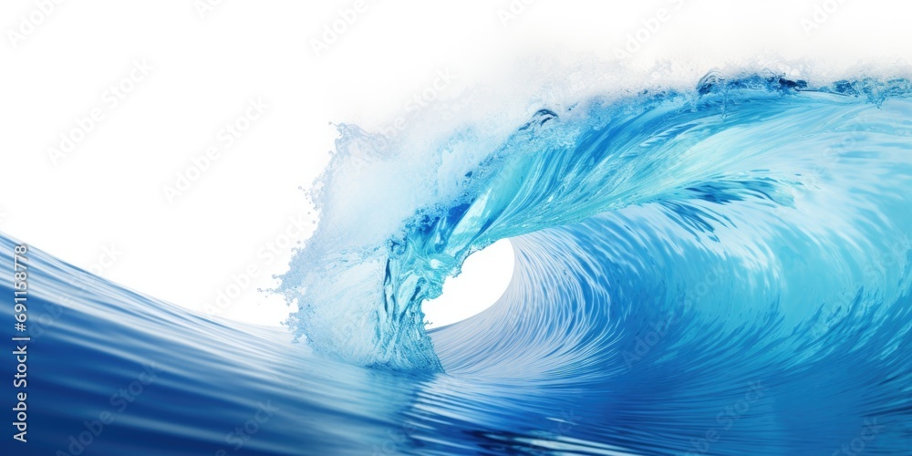 Poster a powerful blue wave in the middle of the ocean. suitable for various projects and designs