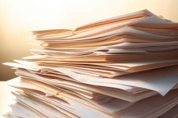 A stack of papers sitting on top of a table. Suitable for office, work, or business-related concepts