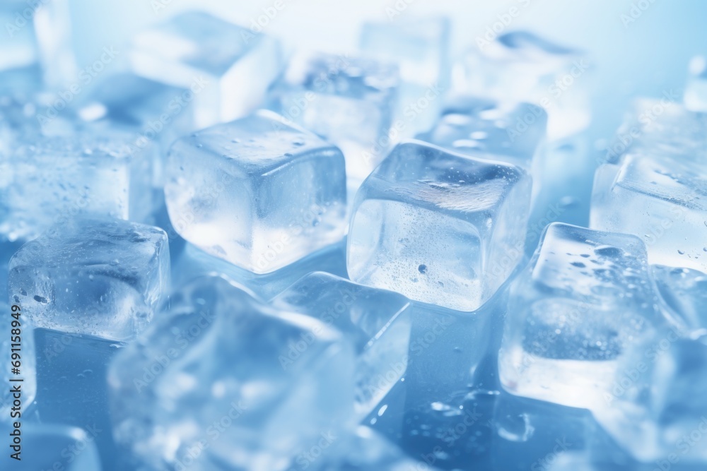 Aufkleber A pile of ice cubes sitting on top of a table. Perfect for cooling down drinks or creating a refreshing summer atmosphere