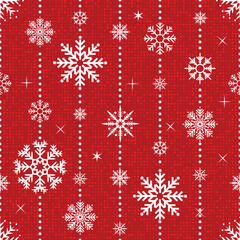 Naklejka na ściany i meble Seamless red christmas background, seamless Vector snowflakes pattern Christmas and New year decoration Winter background pattern