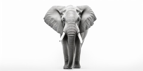 A black and white photo of an elephant. Suitable for various uses