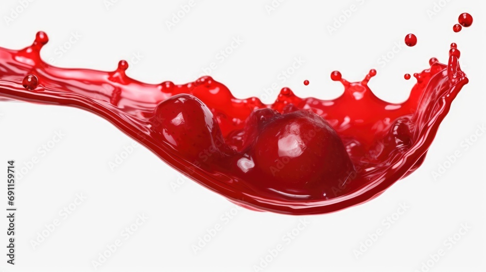 Poster A detailed close-up of a vibrant red liquid splash. Perfect for adding a bold and dynamic element to your design projects