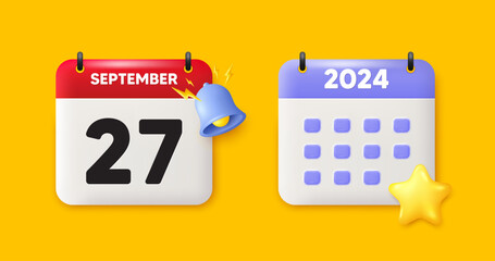 27th day of the month icon. Calendar date 3d icon. Event schedule date. Meeting appointment time. 27th day of September month. Calendar event reminder date. Vector