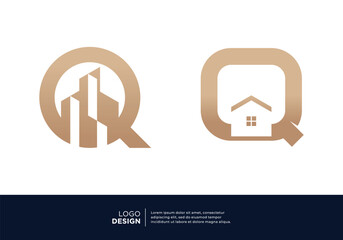 Letter Q building real estate logo design collection.