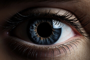 gray iris of eye close-up macro