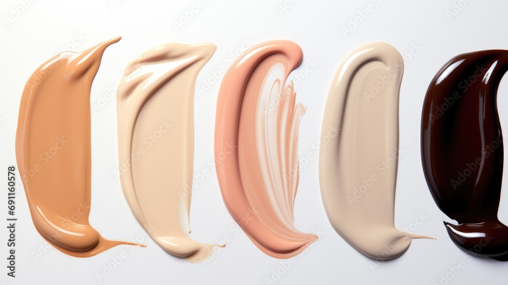 Poster Different shades of liquid paint lined up in a row. Can be used for various artistic and creative projects