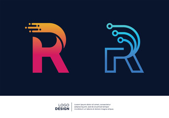 Technology letter R logo design. Creative and modern logo design