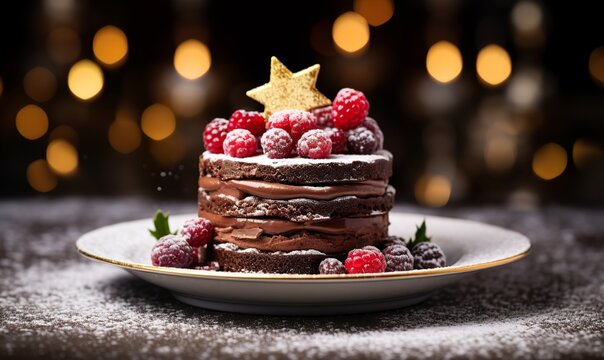 christmas chocolate dessert on table