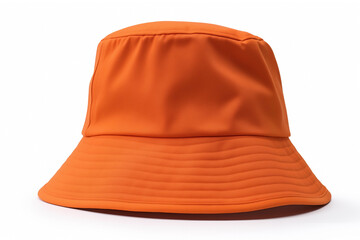 orange bucket hat isolated on white background