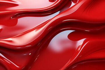 red glossy liquid paint opaque, surface waves