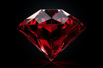 red faceted crystal, ruby, black background