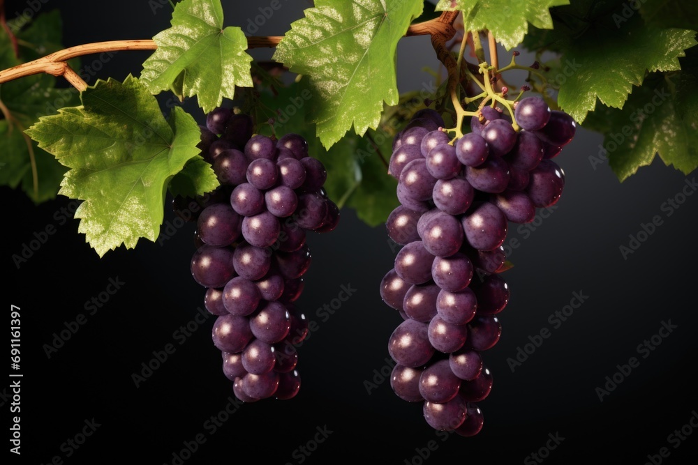 Aufkleber a bunch of grapes hanging from a vine. suitable for various food and agriculture-related projects