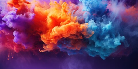 Fototapeta na wymiar A vibrant cloud of smoke in the air. Perfect for adding a pop of color to your designs or enhancing the atmosphere of a photo shoot