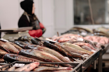 A Captivating Catch: A Woman in a Black Hat Showcasing an Abundance of Fresh Fish