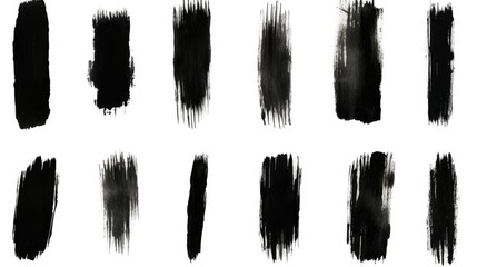 Black paint strokes on a white background. Suitable for artistic projects or design purposes - obrazy, fototapety, plakaty