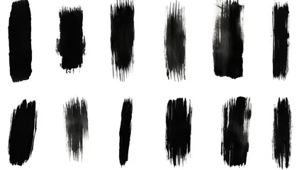 Fotobehang Black paint strokes on a white background. Suitable for artistic projects or design purposes © Fotograf