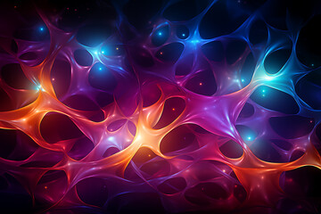 Obraz premium Neuron cells with glowing connections on abstract background